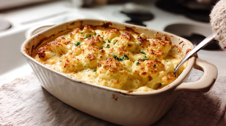 Blumenkohlgratin mit Curry und Milch