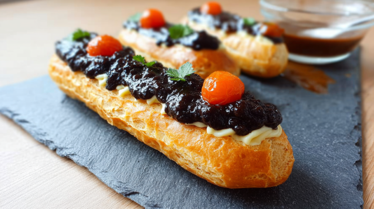 Éclairs mit Tapenade und Ratatouille