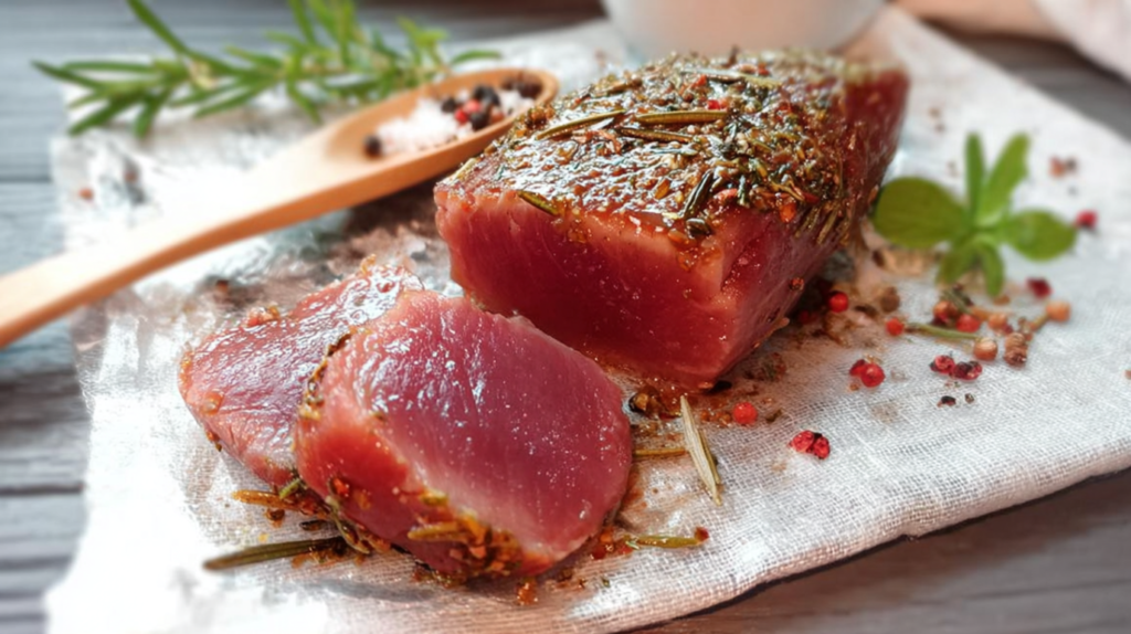 Getrocknetes Schweinefilet mit Kräutern der Provence