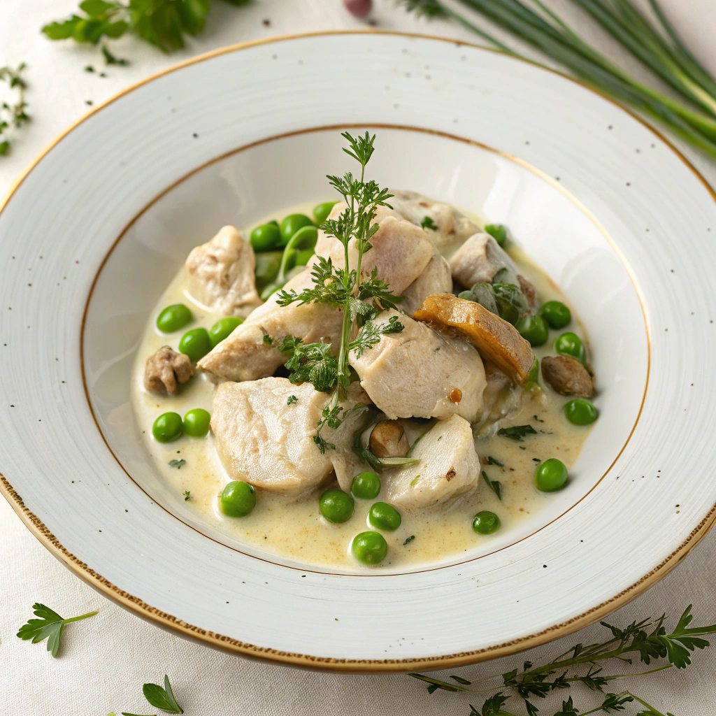 Kapaun in Blanquette-Sauce Serving