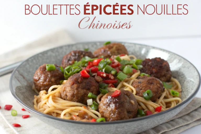 Würzige Fleischbällchen mit chinesischen Nudeln featured image