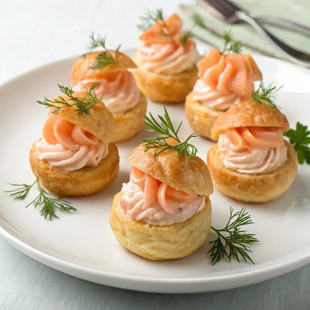 Gougères mit Lachs Mousse