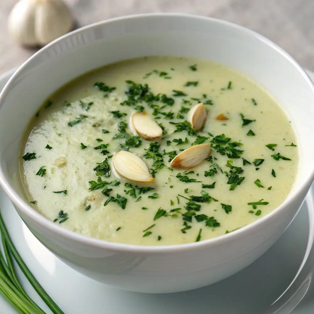 Brunnenkressecremesuppe mit Knoblauch