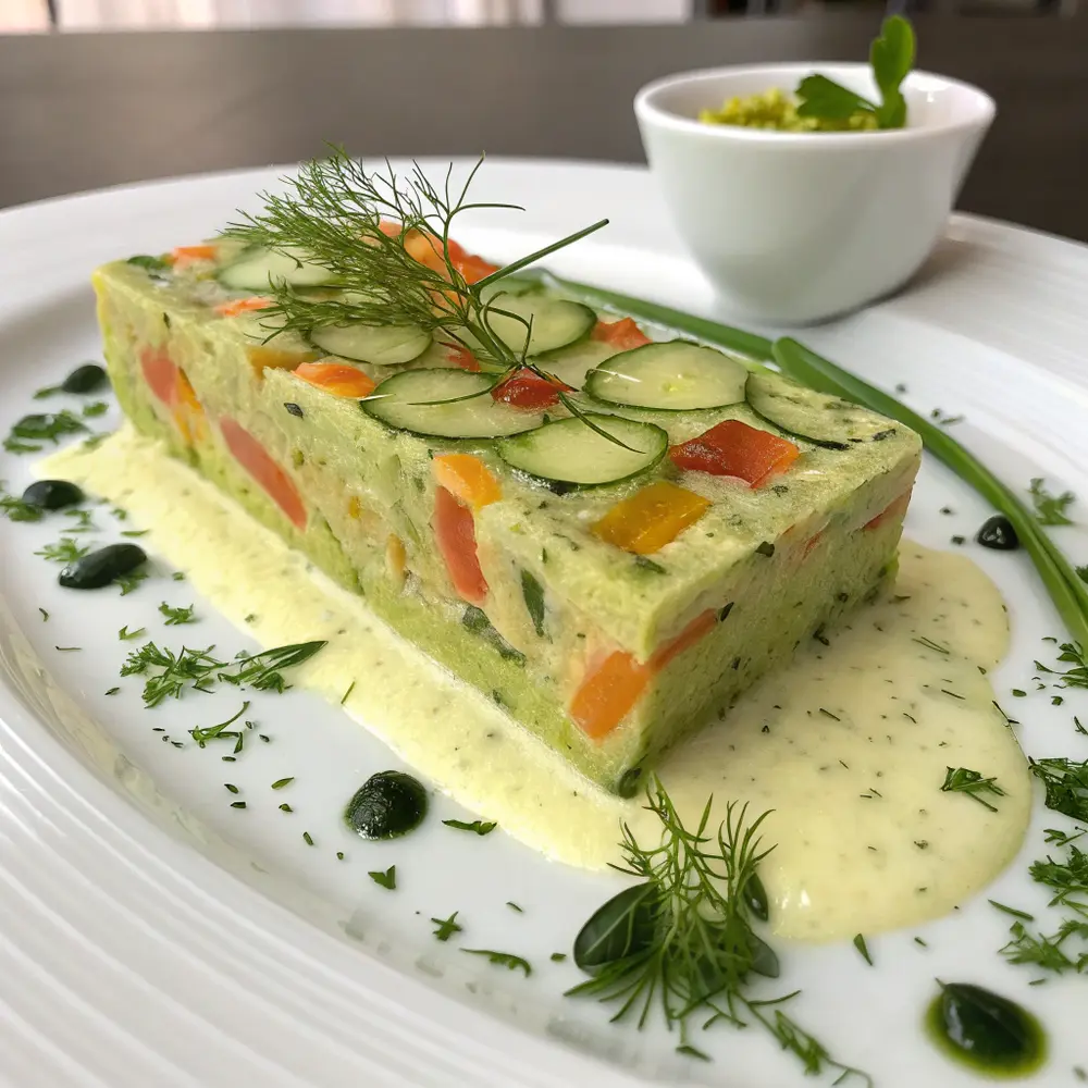 Frühlingsgemüseterrine mit Kerbel Emulsion