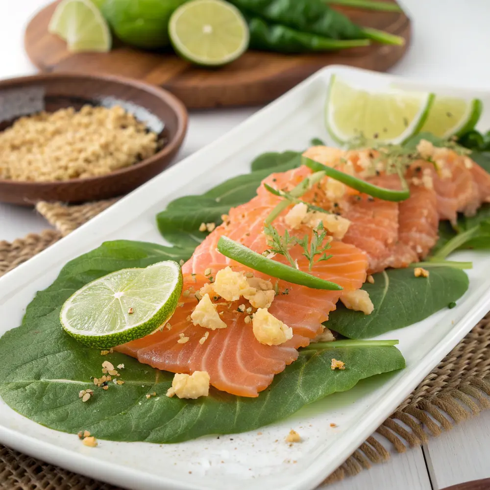 Goldbrassen Gravlax mit Kaffirlimette und Ingwer