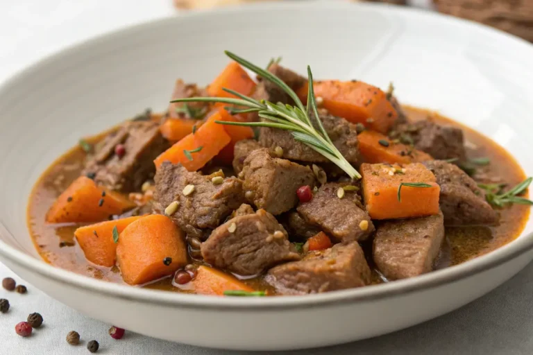 Kalbsragout mit Karotten und Gewürzen