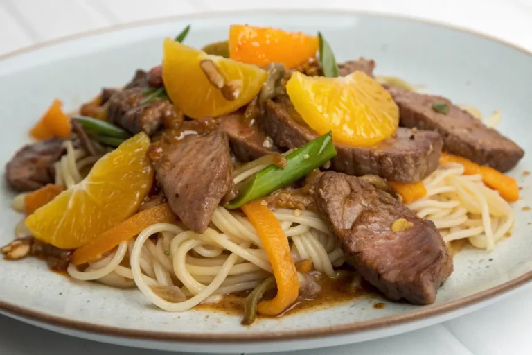 Rindfleisch mit Orange und chinesischen Nudeln in nur 90 Minuten