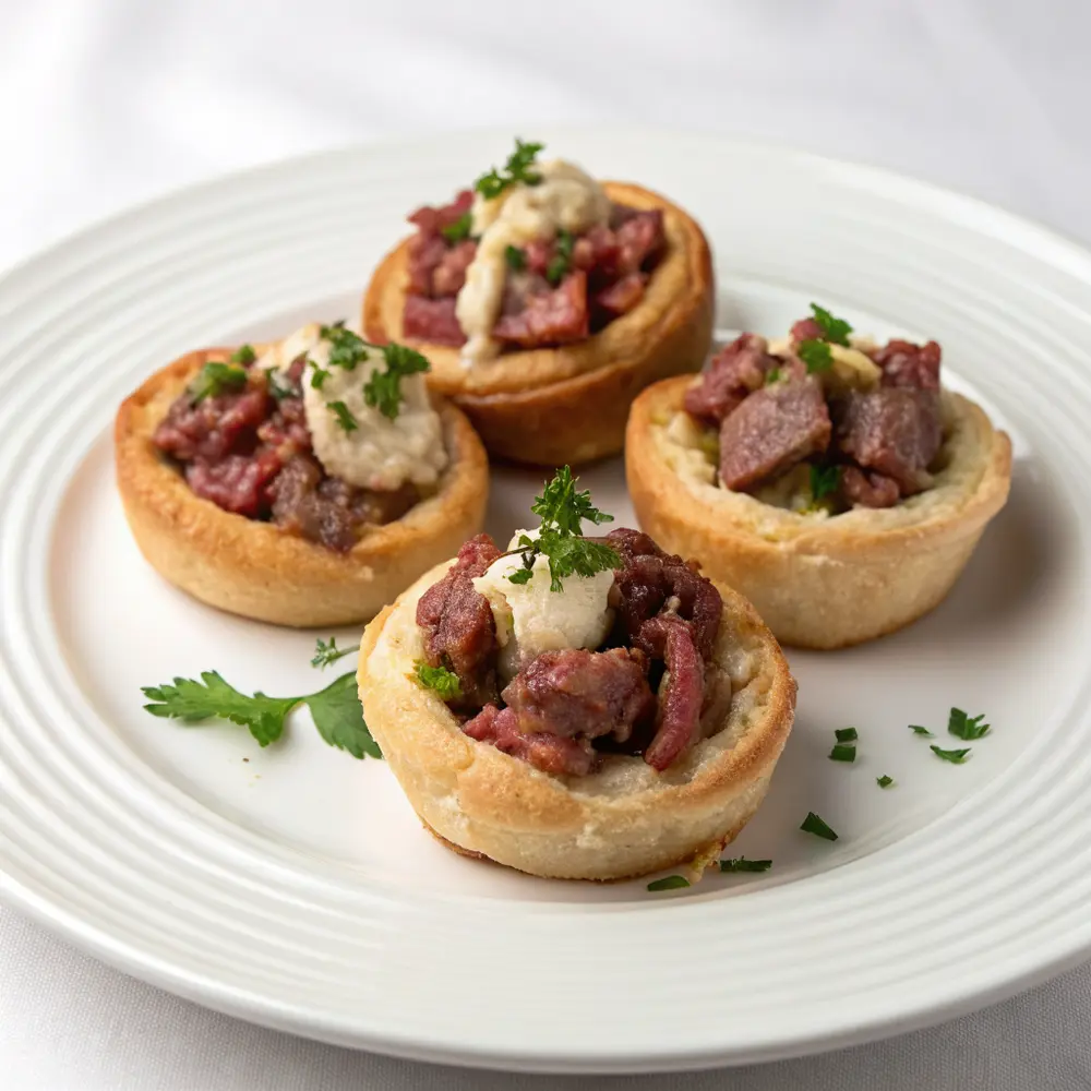 Mini Windbeutel mit Kalbfleisch