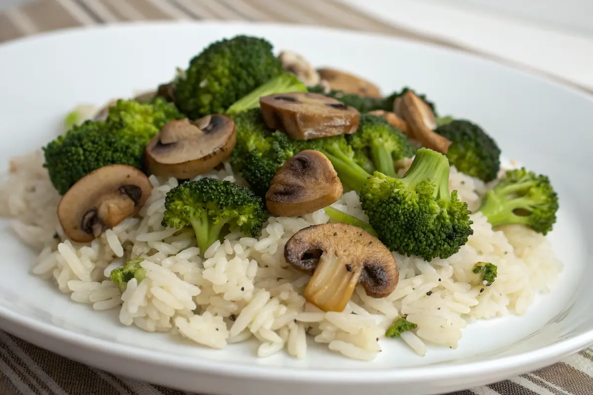 Reis mit Brokkoli und Champignons