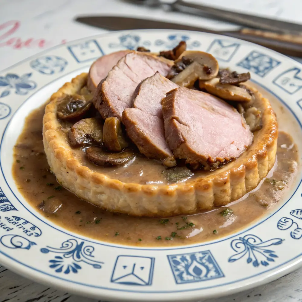 Schweinefleisch Pilz Pastete