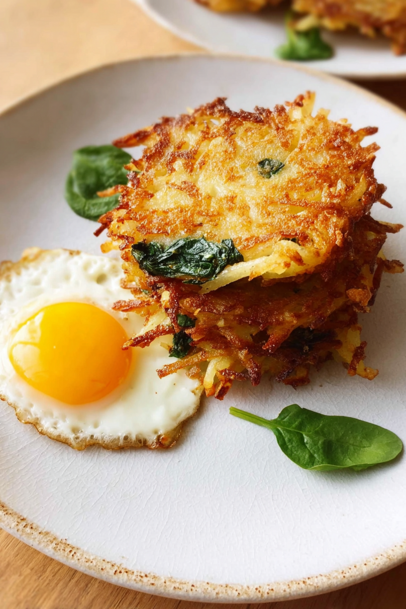 aardappel rösti spinazie ei