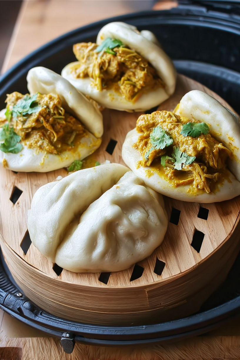 Bao-Brötchen mit Curryhuhn