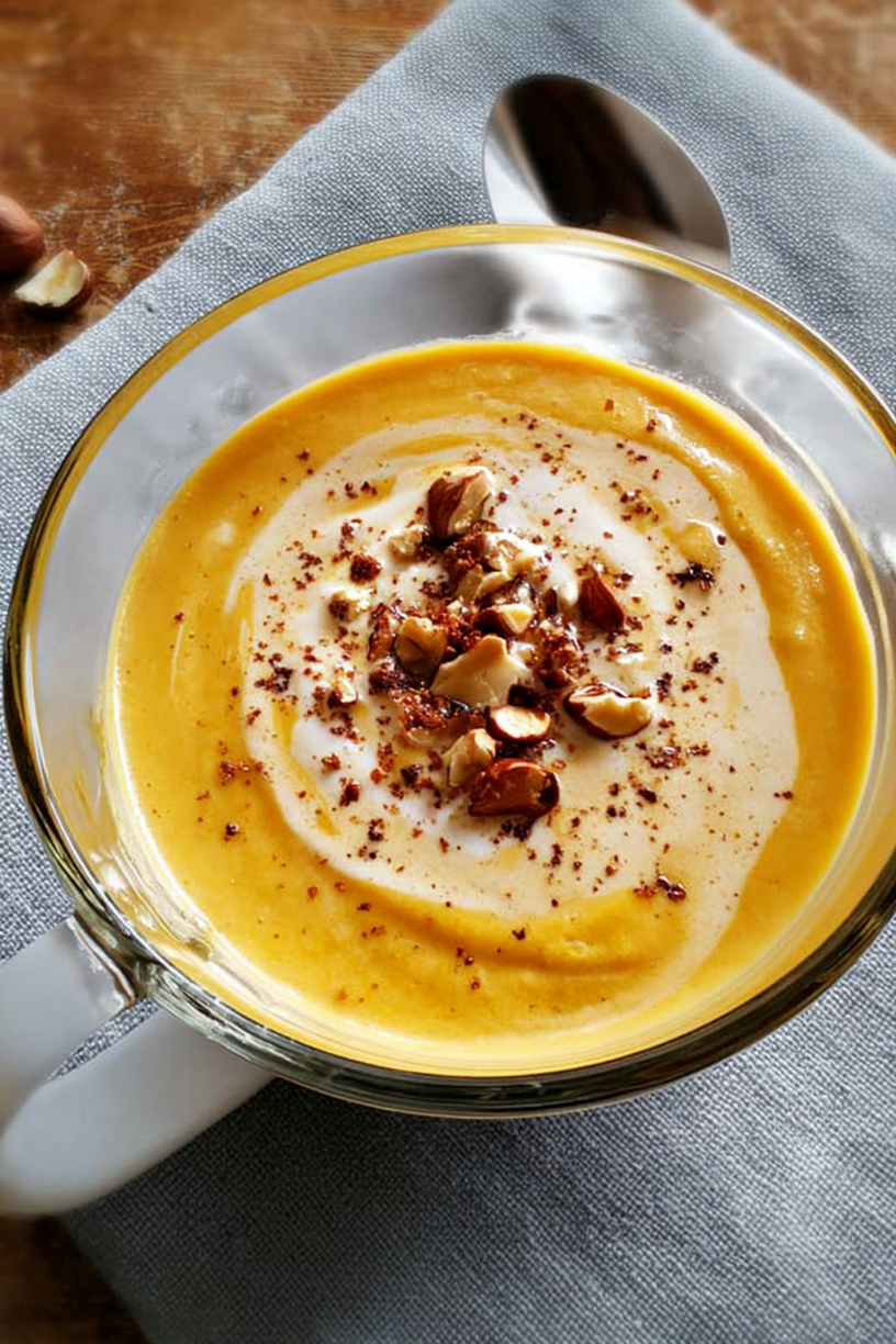 Butternut-Kürbiscreme mit Kastanien
