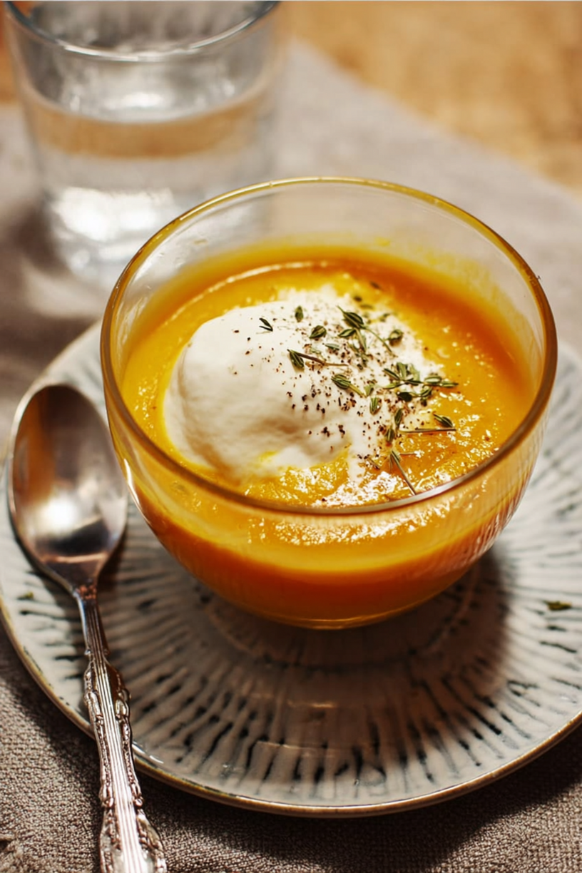 Butternut-Suppe mit Ingwer-Sahne