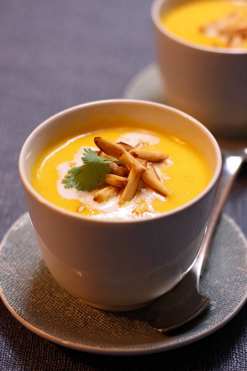 butternutsoep curry amandelen