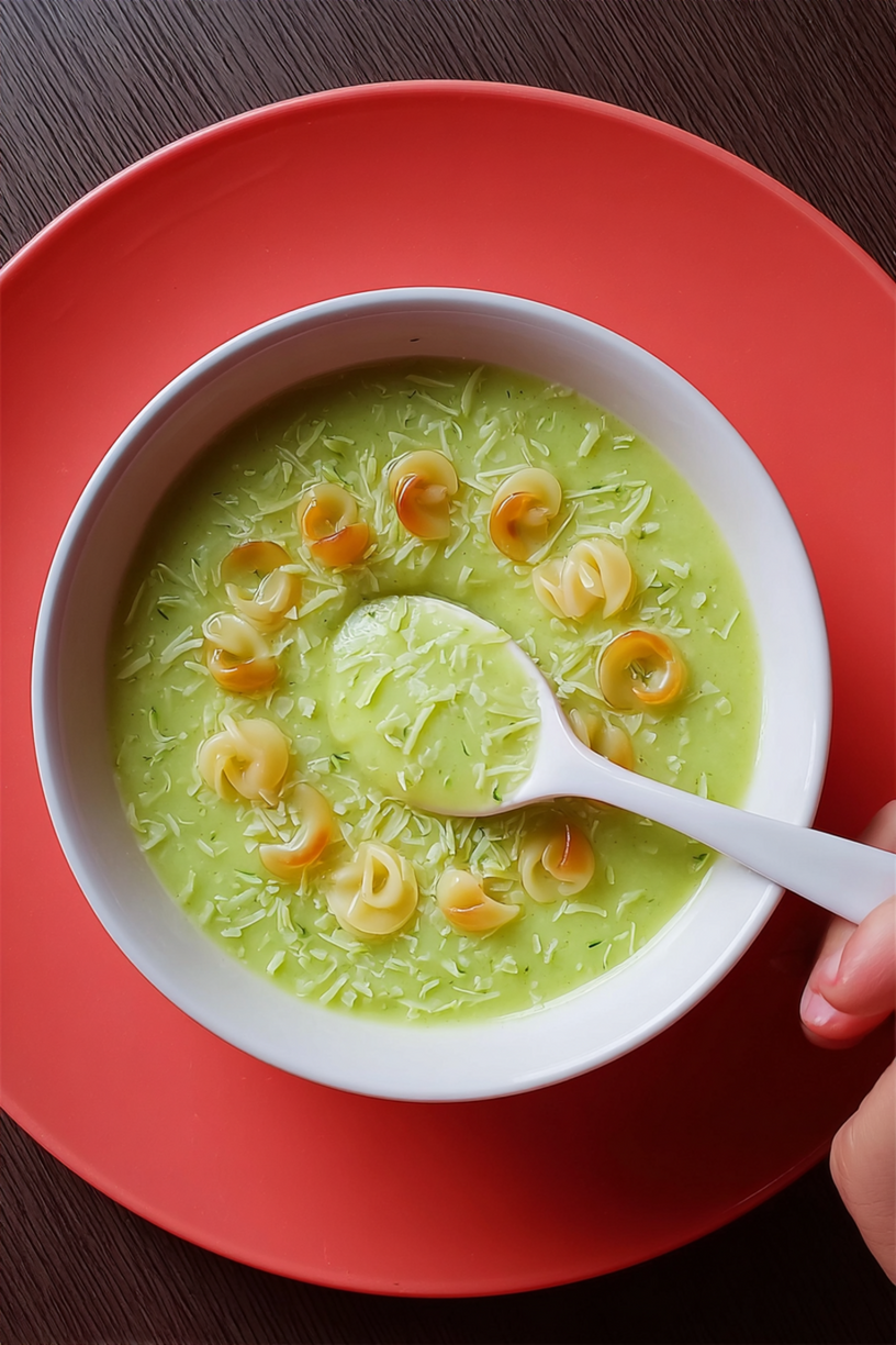 courgettesoep kaas alphabet pasta