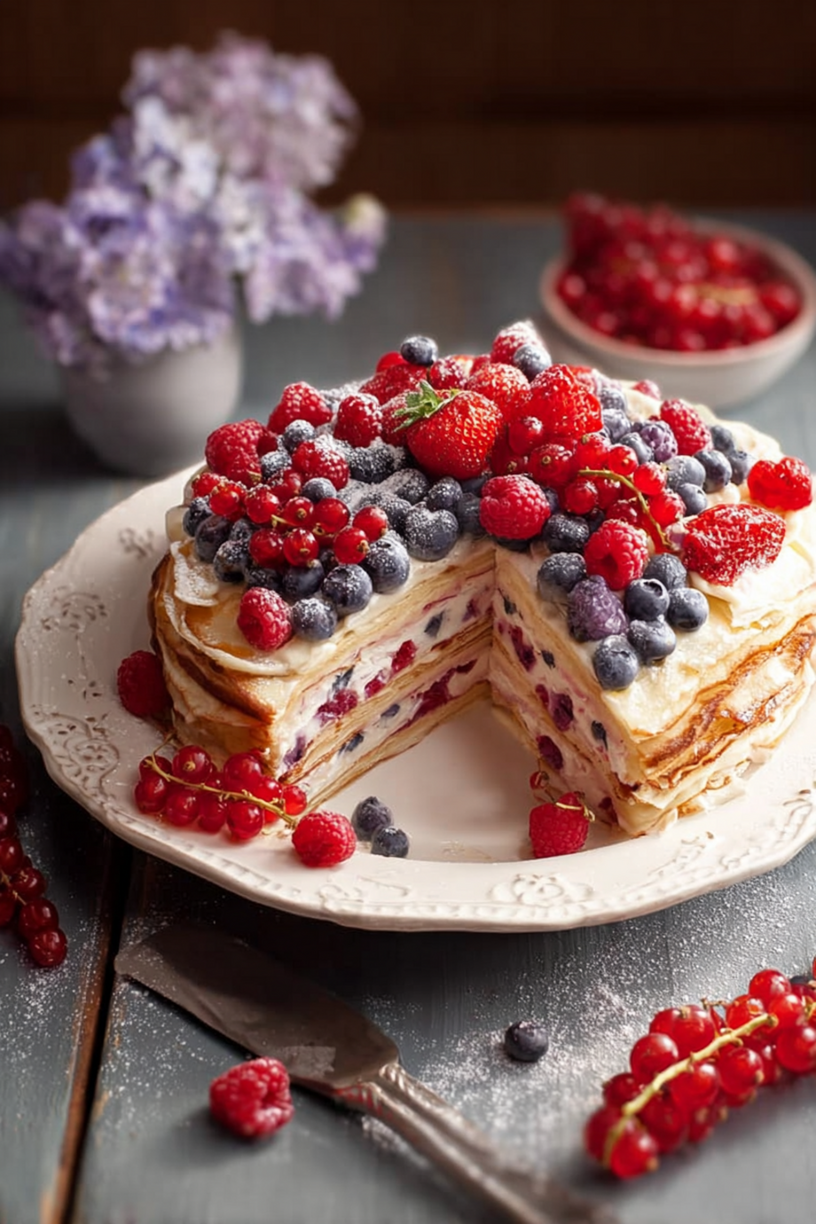 crêpe taart rood fruit