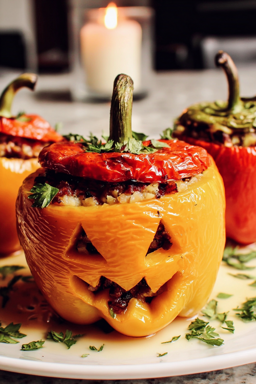 Gefüllte Paprika Jack-o'-Lantern