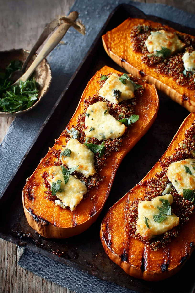 geroosterde butternutpompoen quinoa kaas