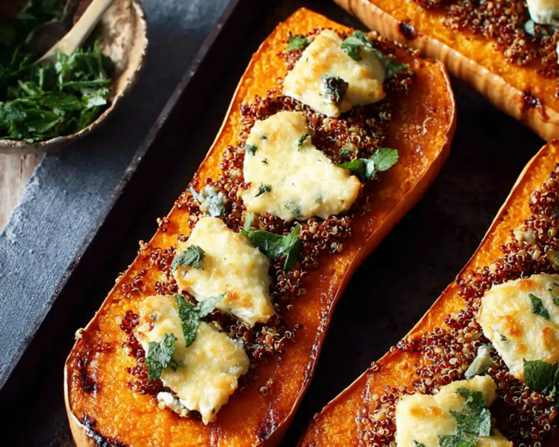 geroosterde butternutpompoen quinoa kaas