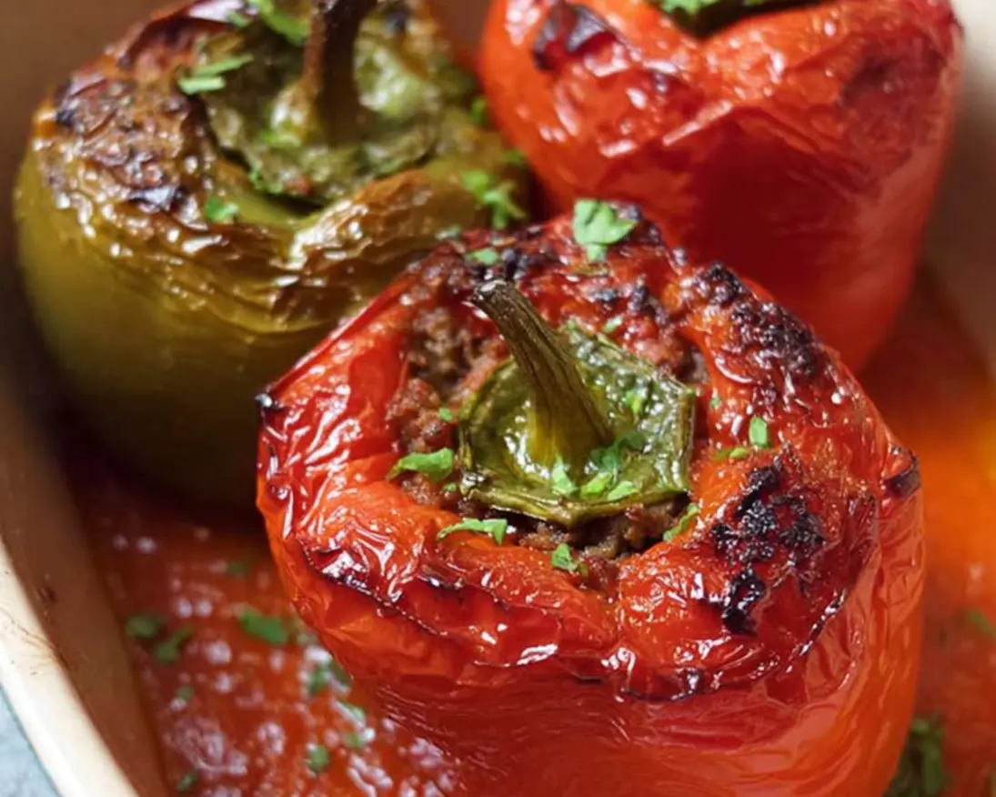 gevulde paprika vlees tomatensaus