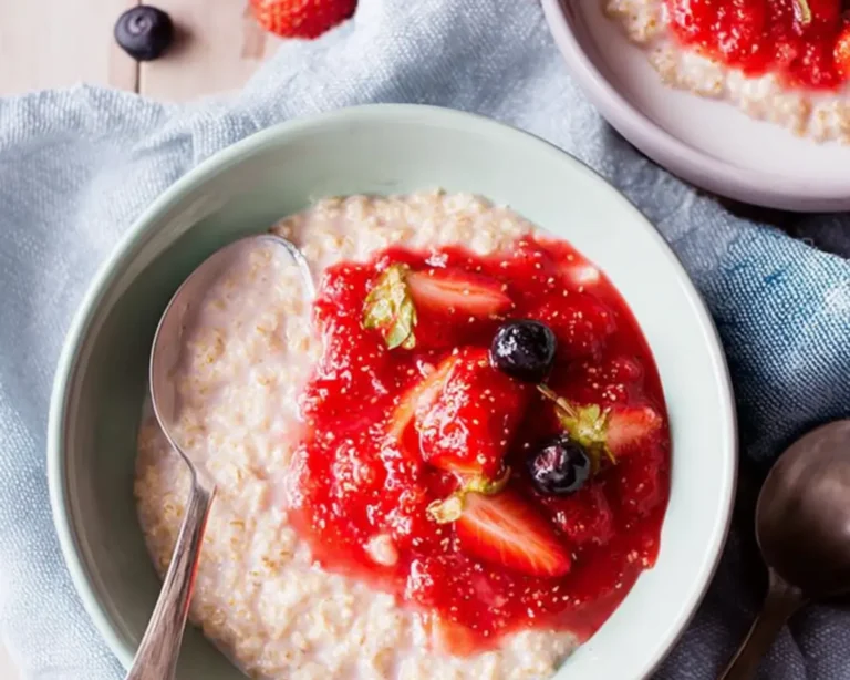 havermout pap aardbeiensaus