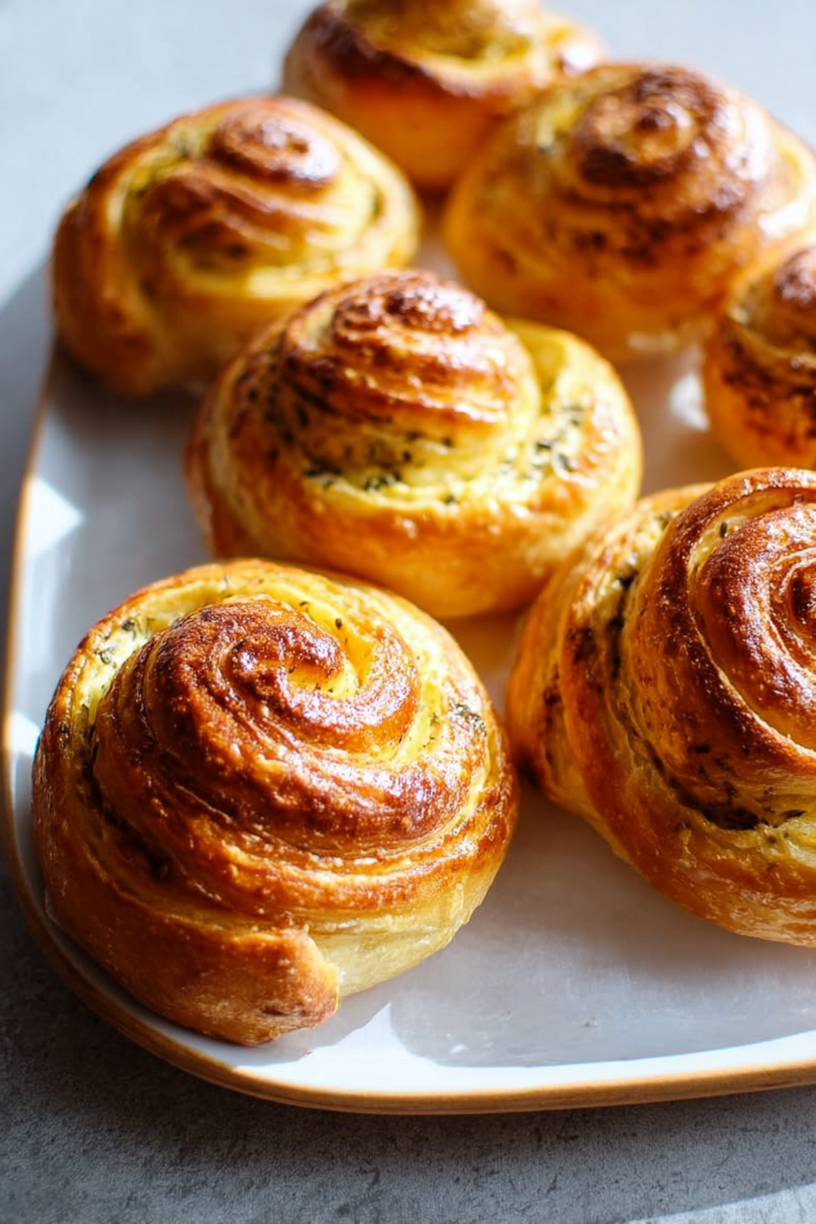 Herzhafte gerollte Brioches