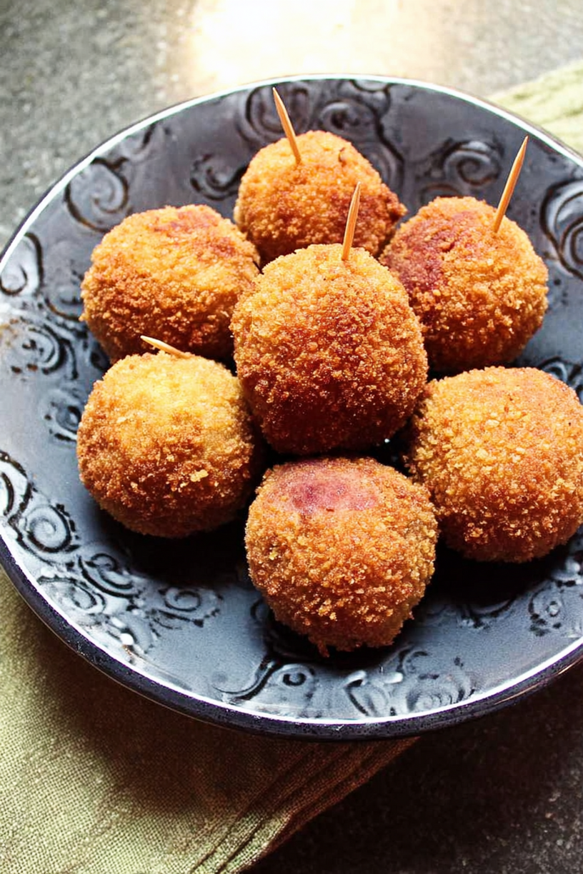 Kastanienkroketten mit geräuchertem Speck