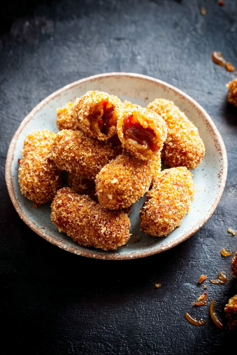 Kroketten mit Piquillo Paprika und karamellisierten Zwiebeln