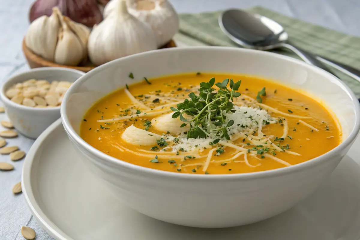 velouté potiron fromage ail fines