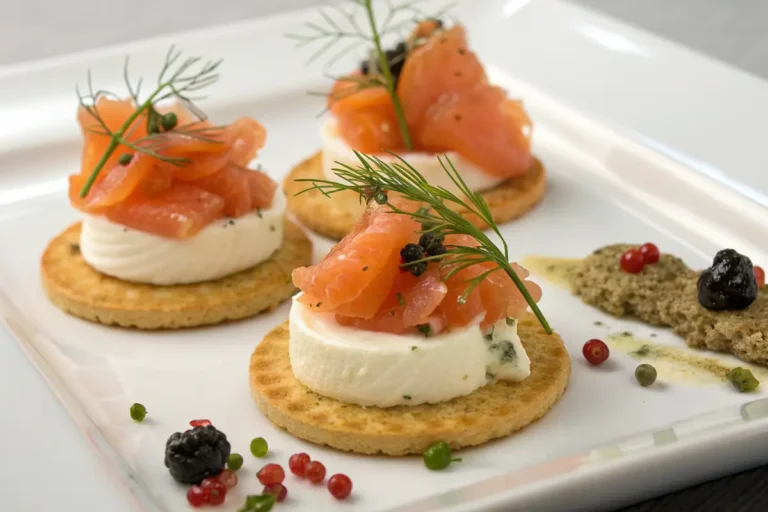 bouchées pannacotta saumon sur biscuits