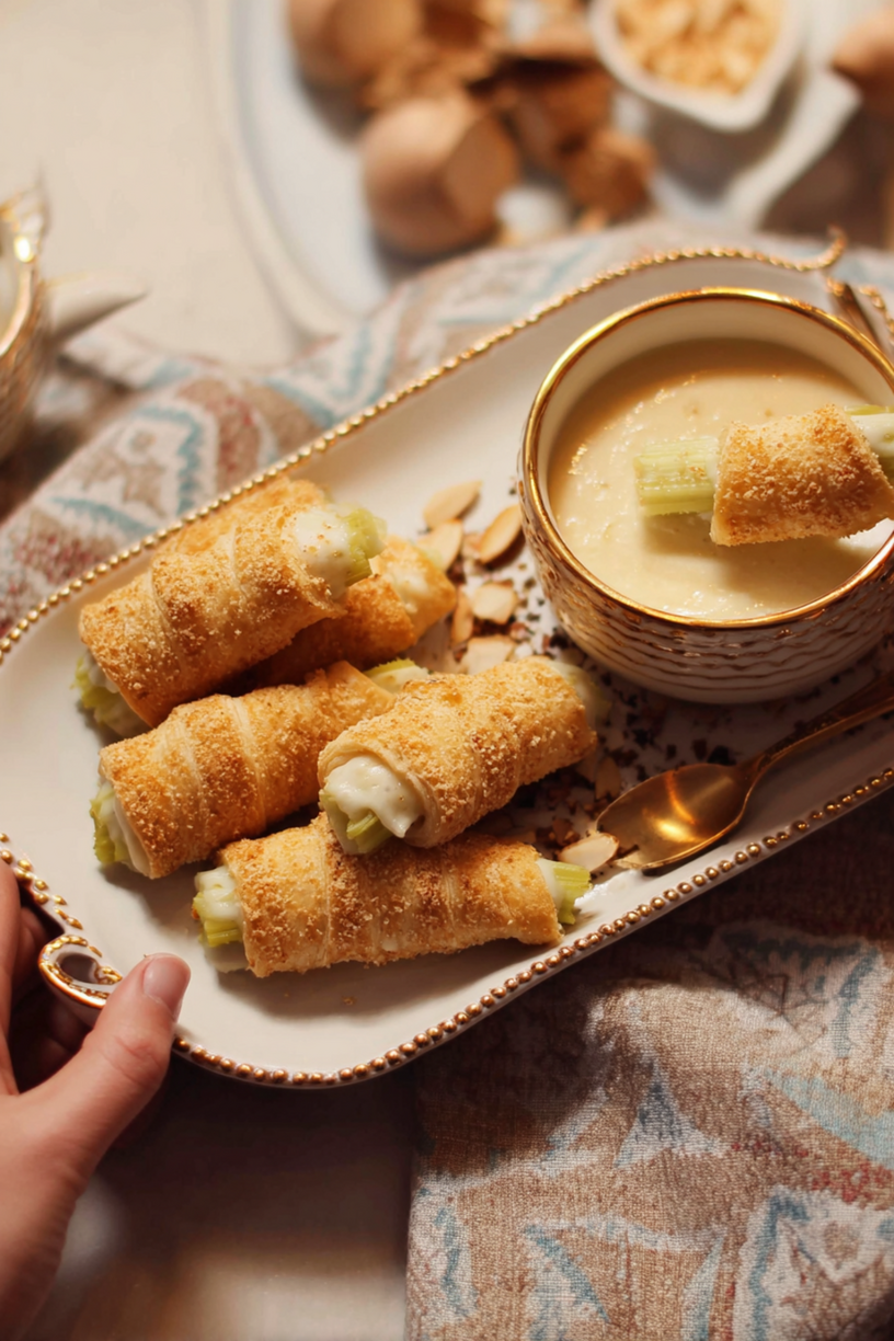 parmezaan mousse hoorntjes prei