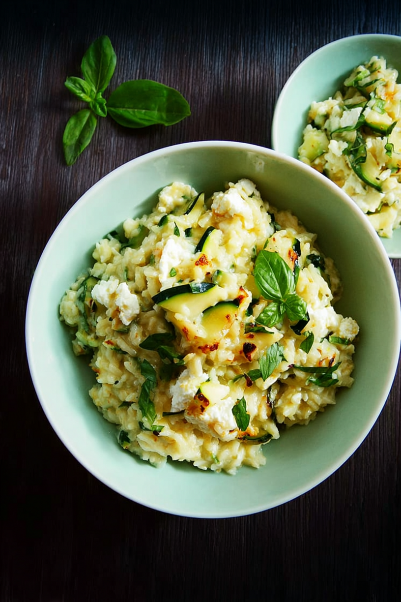 Pilawreis mit Zucchini und frischem Ziegenkäse