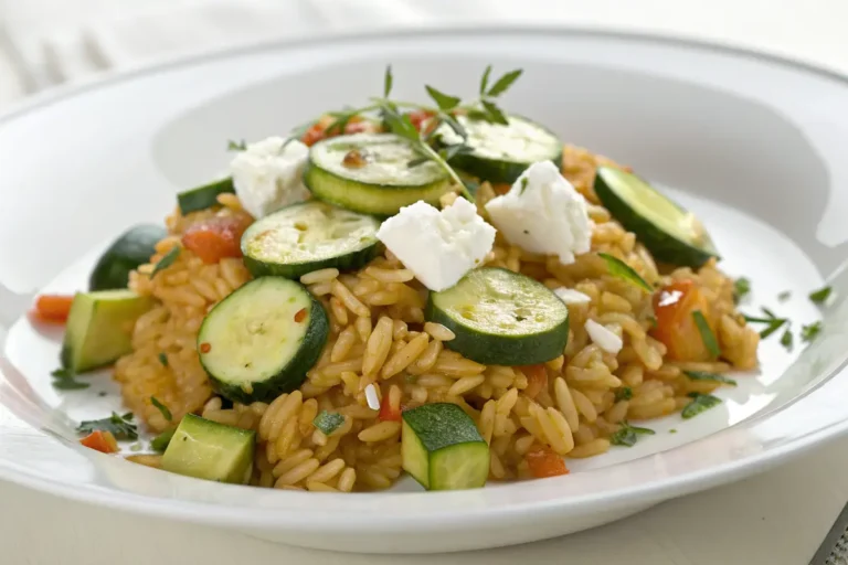 Pilawreis mit Zucchini und frischem Ziegenkäse in 25 Minuten