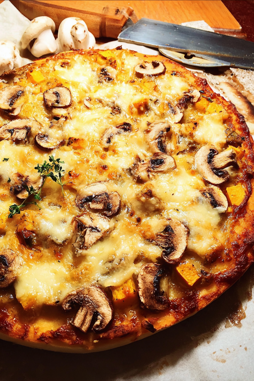 pompoen pizza champignons raclette kaas