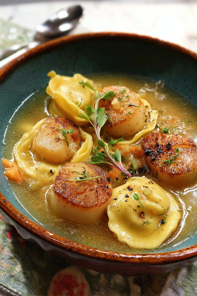 ravioli sint jacobsschelpen zuur saus