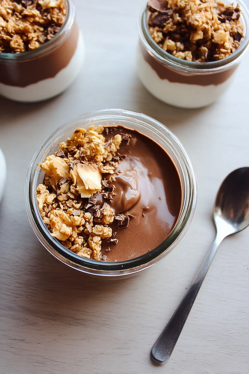Schokoladencreme mit Kokosmilch und Granola
