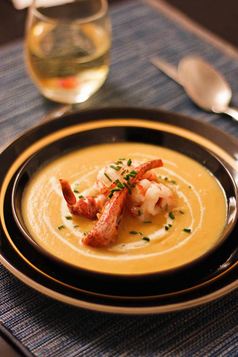 Süßkartoffel Pastinaken Cremesuppe mit Langustinen
