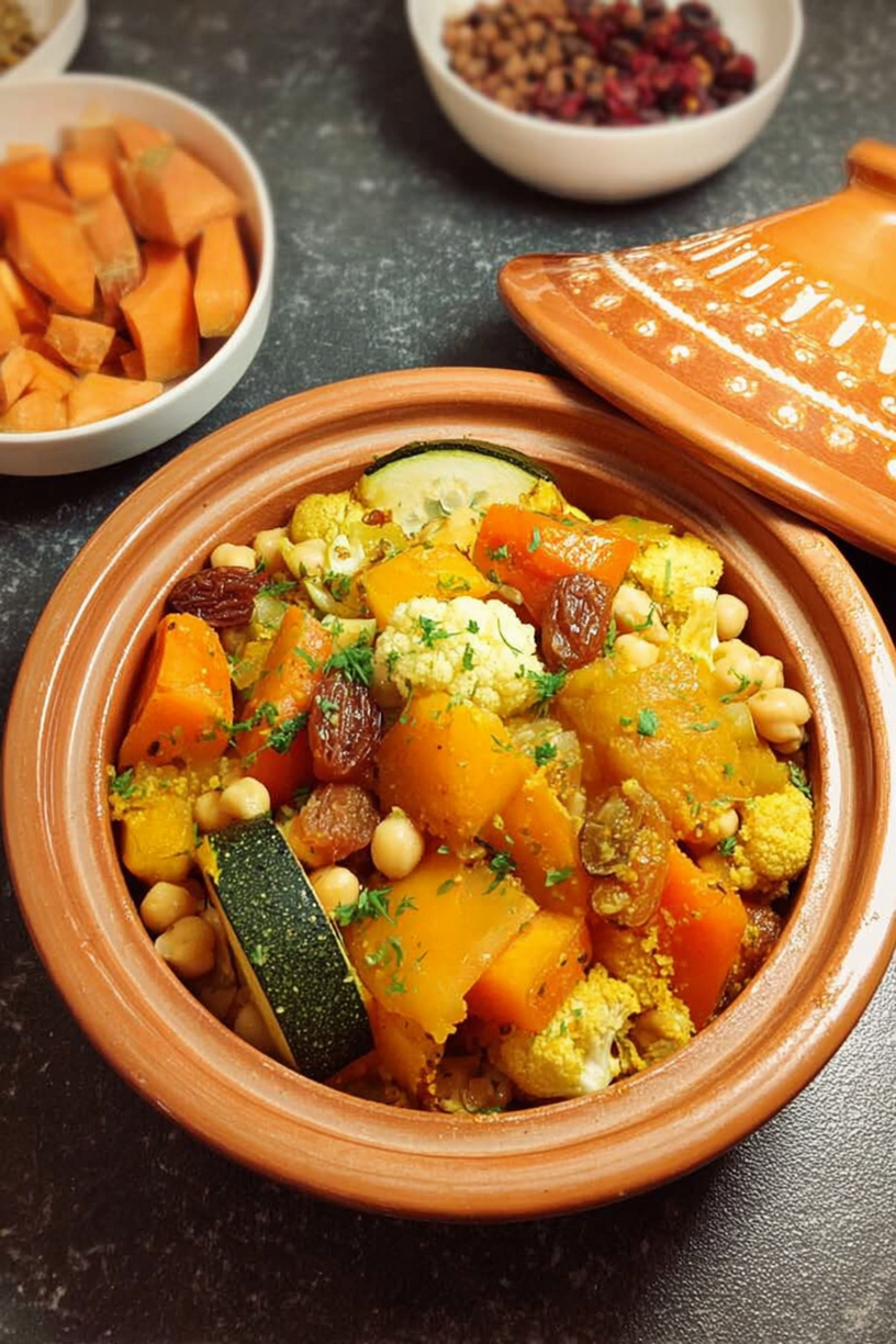 tajine groenten pompoen gedroogd fruit