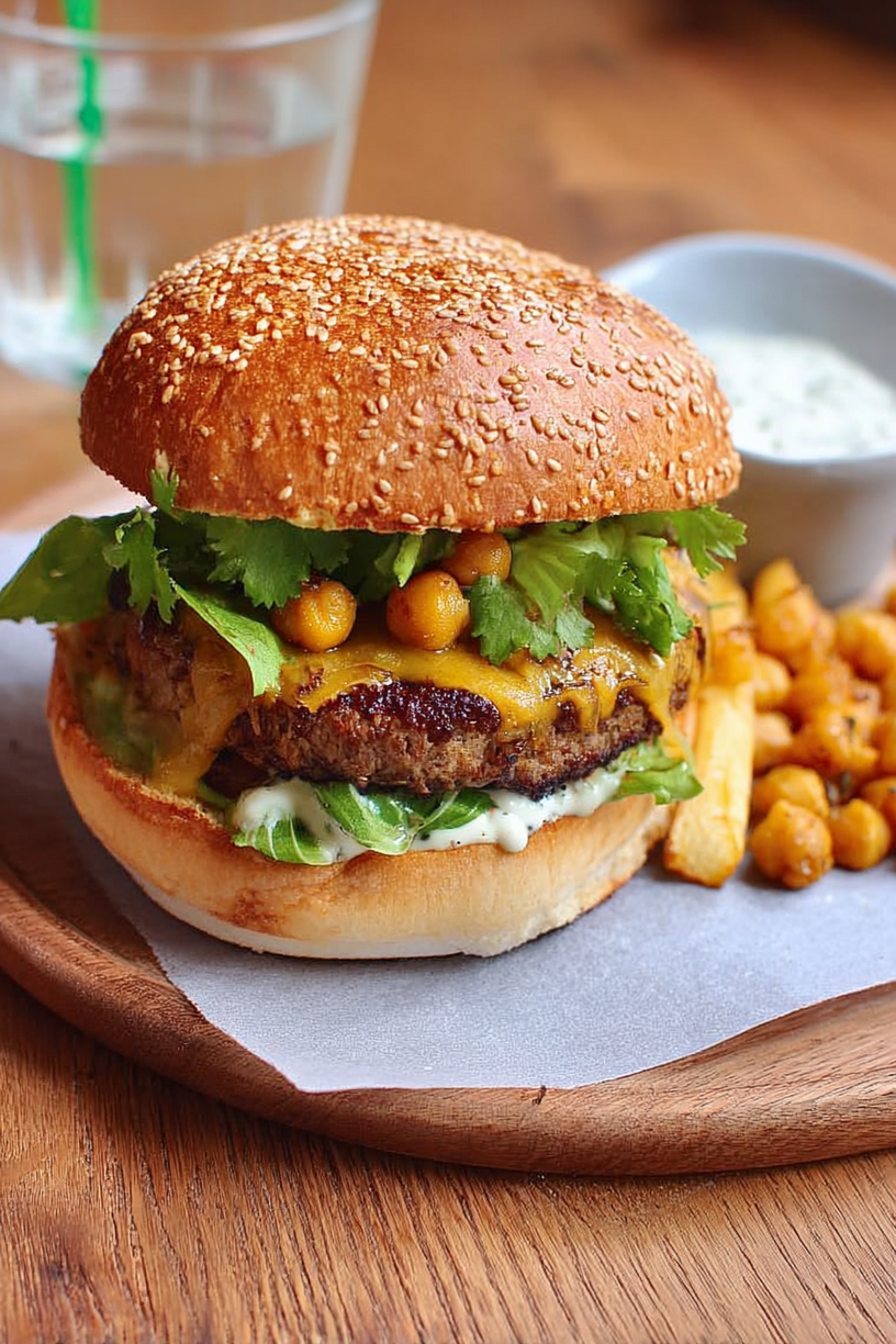 zelfgemaakte burger kikkererwten steak