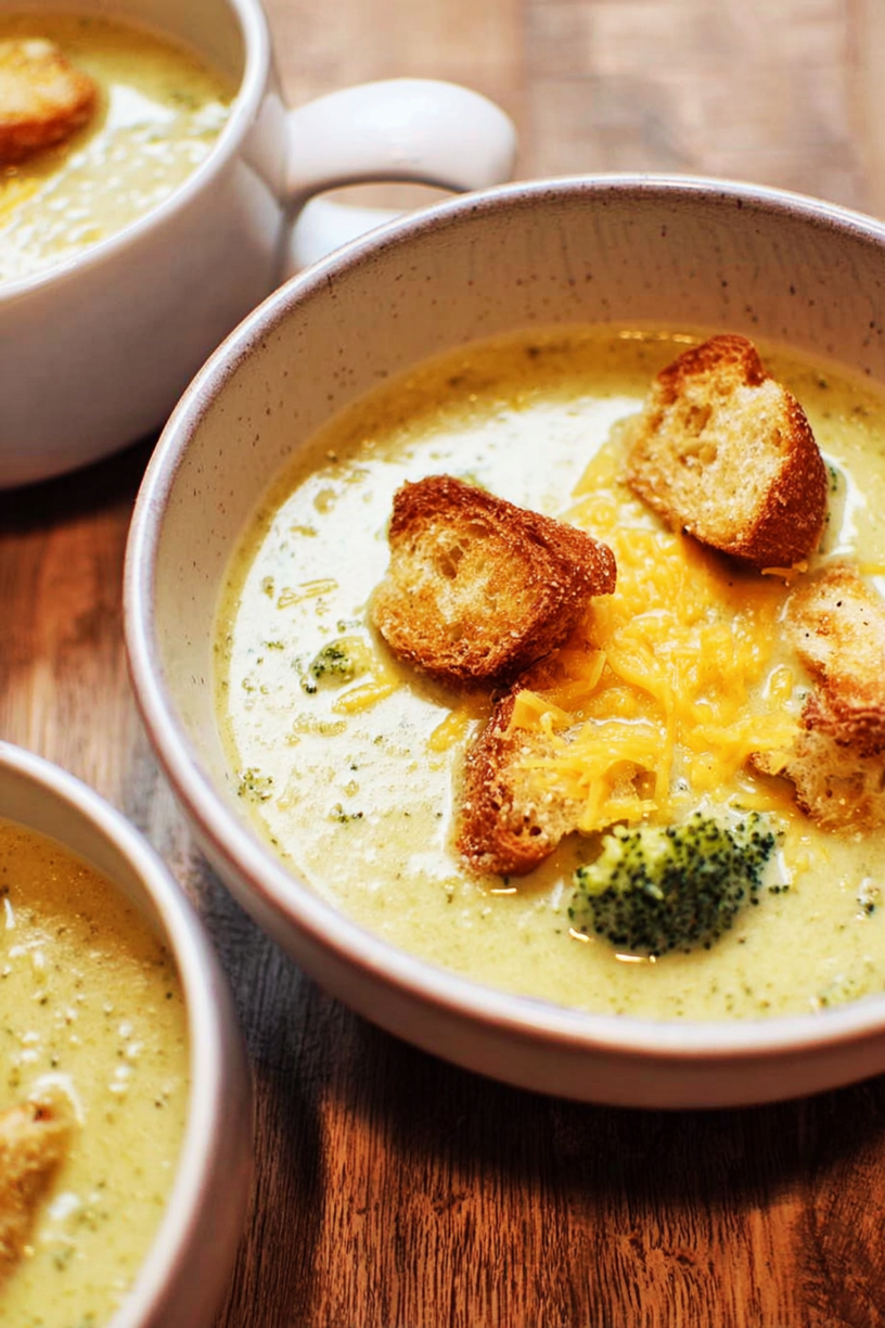 broccoli cheddar soep croutons