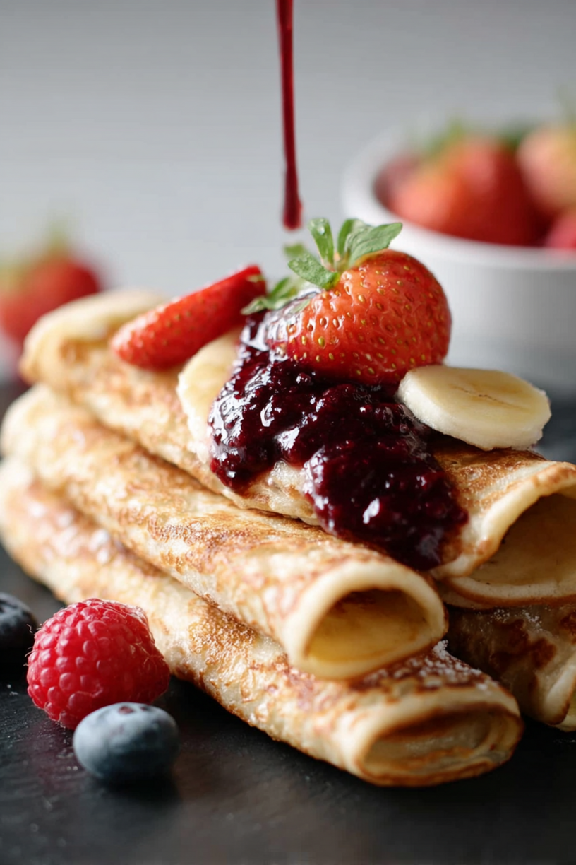 pannenkoeken kwark bessen saus