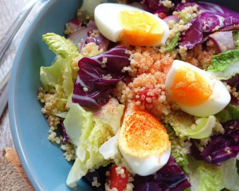 rode kool salade bulgur ei