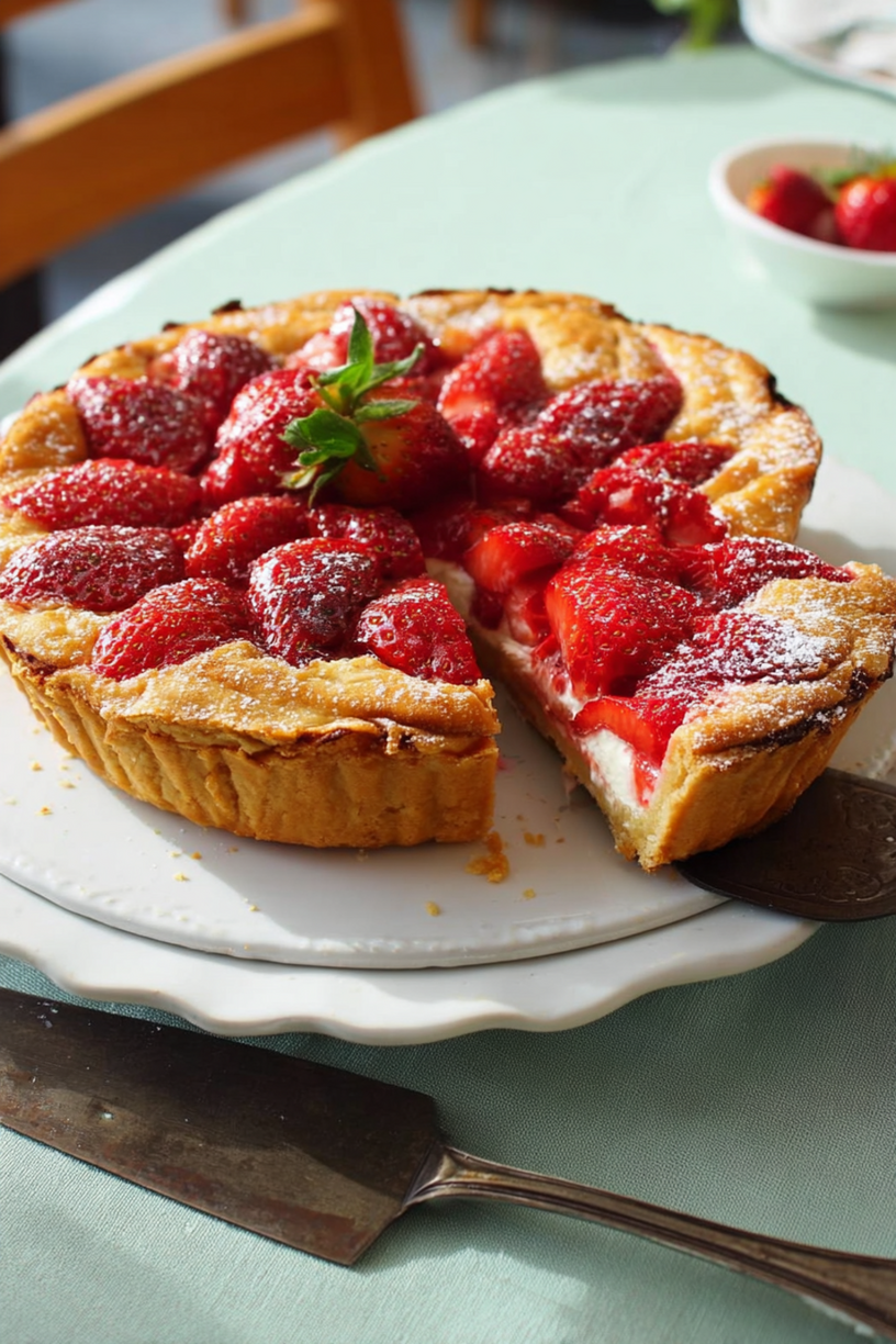 Baskischer Kuchen mit Erdbeeren