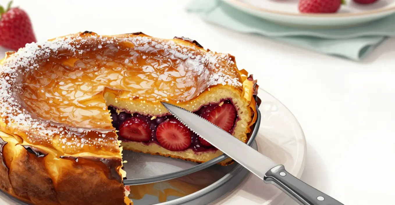 Baskischer Kuchen mit Erdbeeren