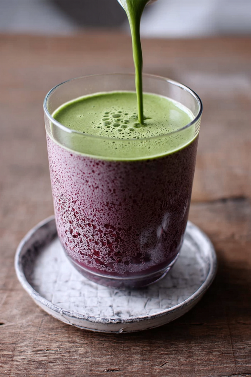 Blaubeer Matcha Frühstücks-Smoothie