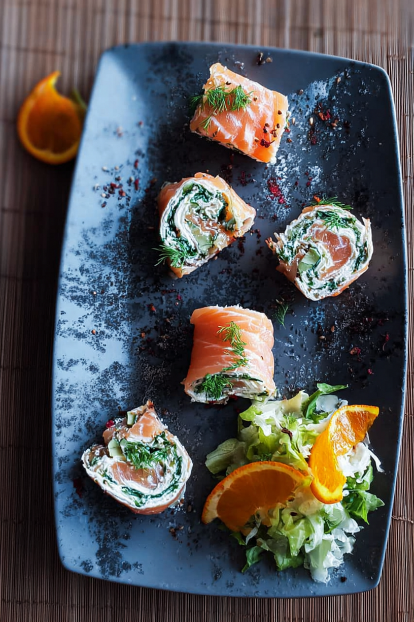 Bretonische Makis mit Räucherlachs und Salat