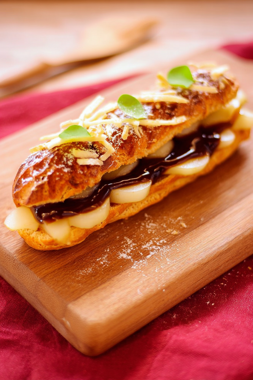 Cantal-Eclairs mit Birnen-Chutney