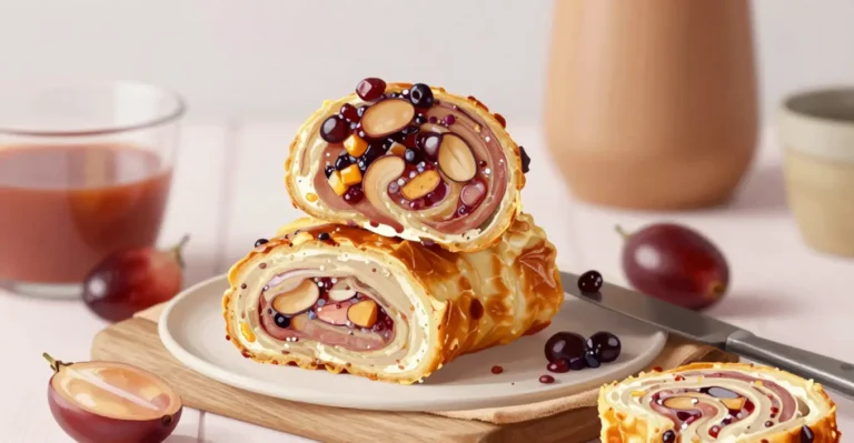 Cheddar Speck Rollen mit karamellisierten Zwiebeln