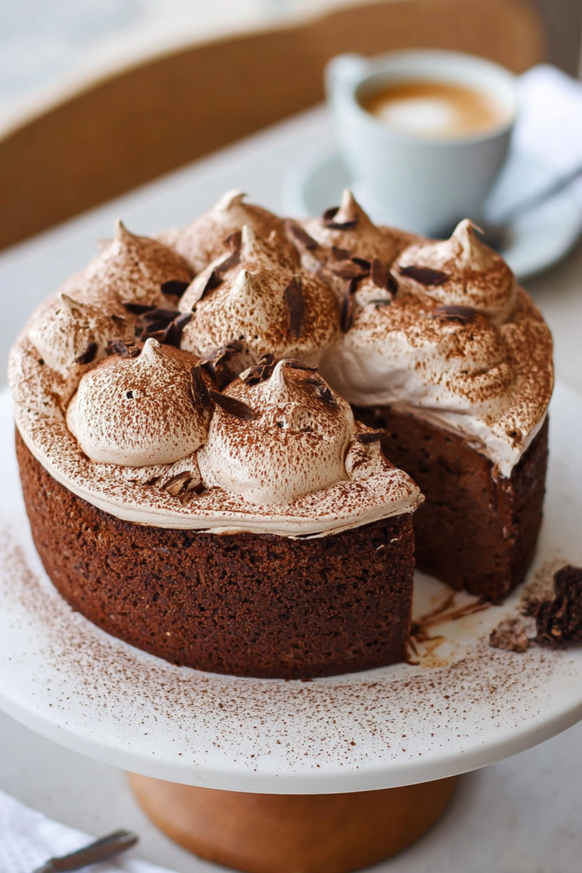 chocolade koffie meringue cake